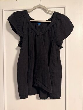Old Navy Black Short Sleeve V-Neck Tunic Top